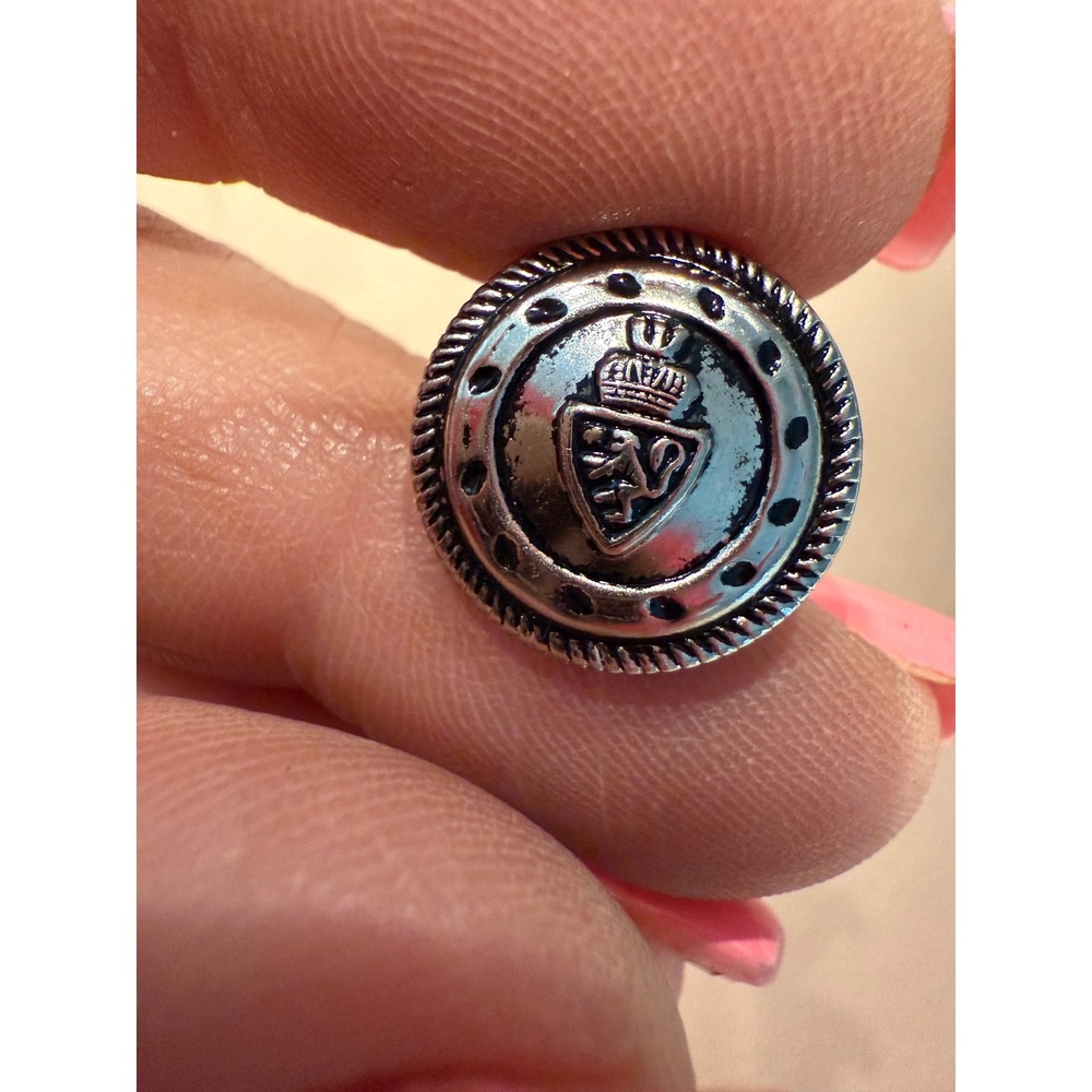 Silver Tone‎ Metal Buttons Crown Crest Lion Shield Design Vintage